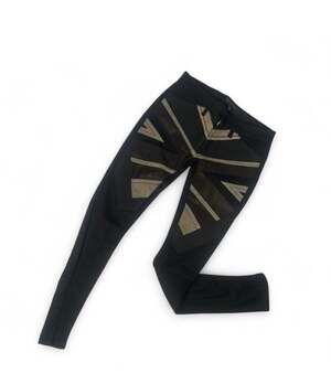 Superfine Union Jack Leather Suede Patchwork Skinny Pants Black 26 Italy